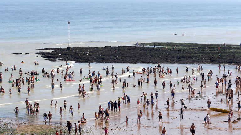 Plenty of people headed to the water to cool off in Broadstairs, Kent