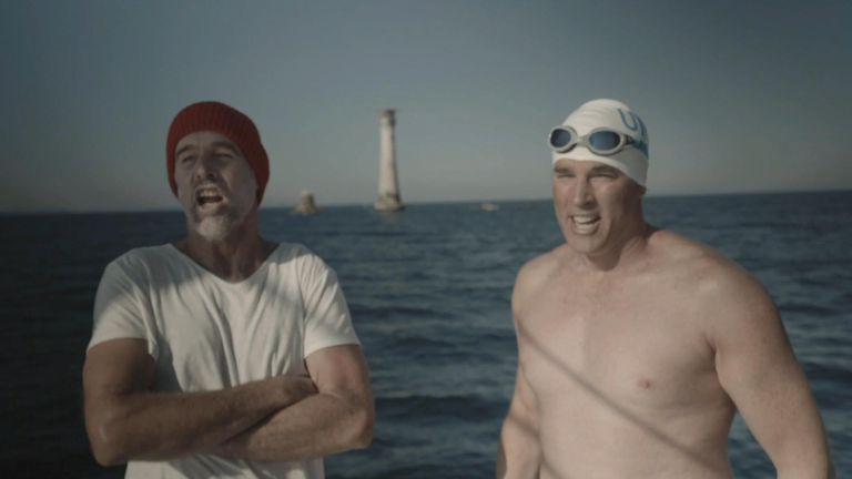 Long Swim: Lewis Pugh sings a sea shanty as dolphins swim by the boat