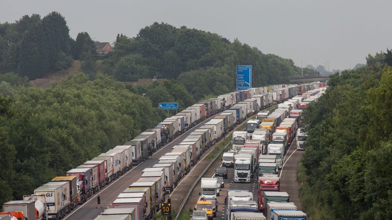 There are plans to convert four lanes of the M20 motorway into a 13-mile lorry park. File pic