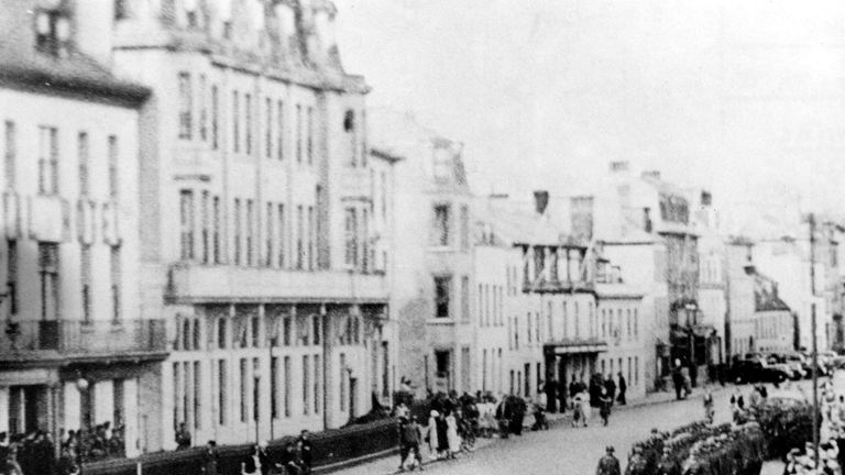 German soldiers marching down the North Esplanade in Guernsey in 1940. Pic: Rex