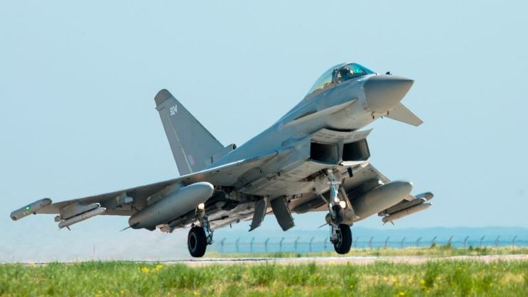 Two RAF Typhoons were launched from Romania. Pic: RAF