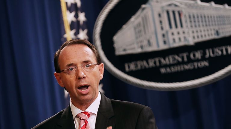 Rod Rosenstein said there would &#39;always be adversaries&#39; working to &#39;exacerbate domestic differences&#39;