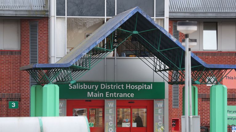 The police officer was transferred to Salisbury District Hospital over concerns of novichok exposure