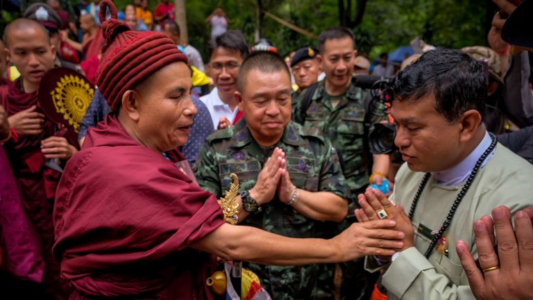 Buddhist monk Kruba Boonchum performs religious rituals to help find the missing children