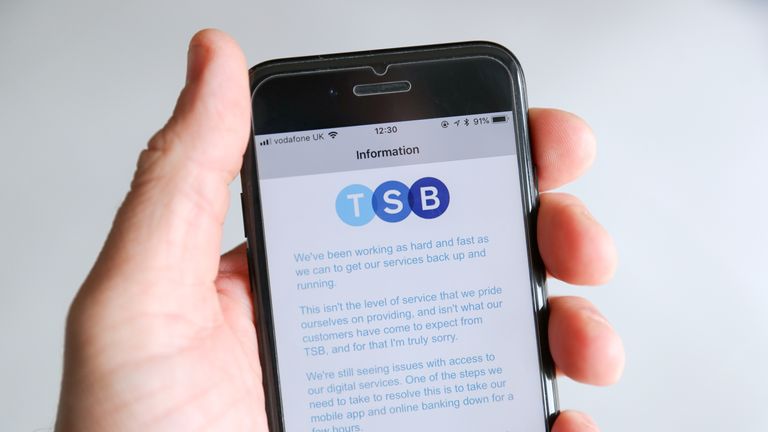 A customer using the TSB Online banking app
