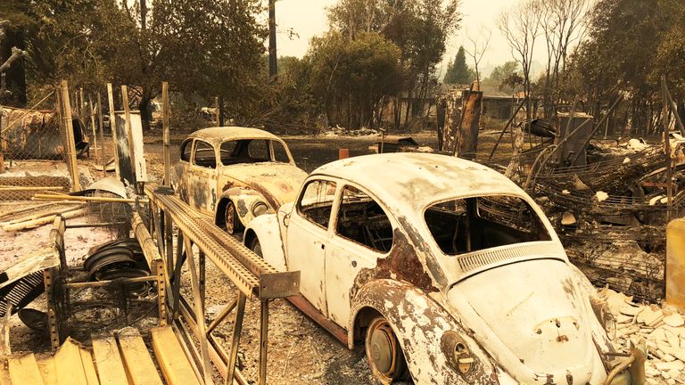 The remains after a wildfire swept through the town of Redding