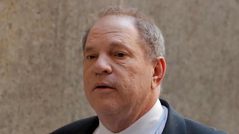 Harvey Weinstein appears at a court in Manhattan to hear a third charge
