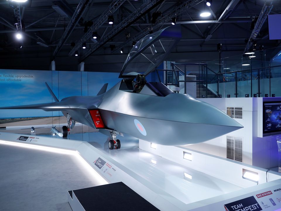 Britain's defence minister, Gavin Wiliamson unveiled a model of a new jet fighter, called 'Tempest' at the Farnborough Airshow, in Farnborough, UK