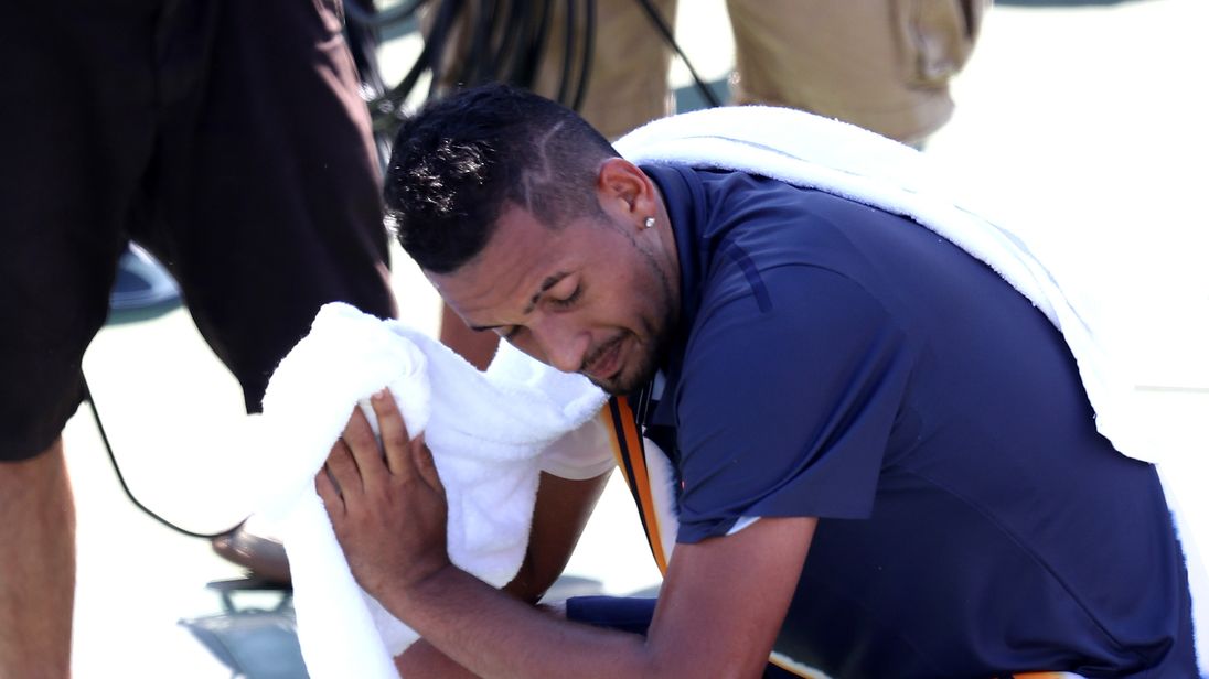 Frustrated umpire gives pep talk to Kyrgios