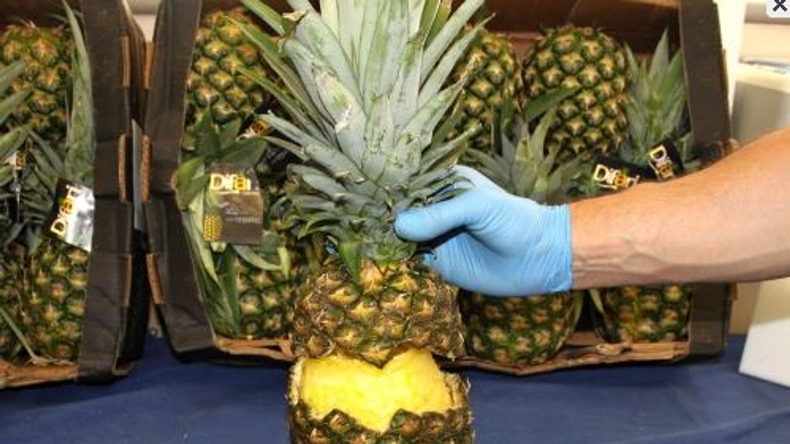 Pineapples filled with 67kg of cocaine seized at market in Madrid