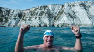 Lewis Pugh was jubilant as he reached the white cliffs of Dover