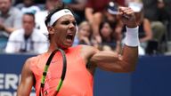 Rafael Nadal of Spain celebrates a point against Karen Khachanovof Russia on Day 5 of their 2018 US Open Men&#39;s Singles match at the USTA Billie Jean King National Tennis Center in New York on August 31, 2018.