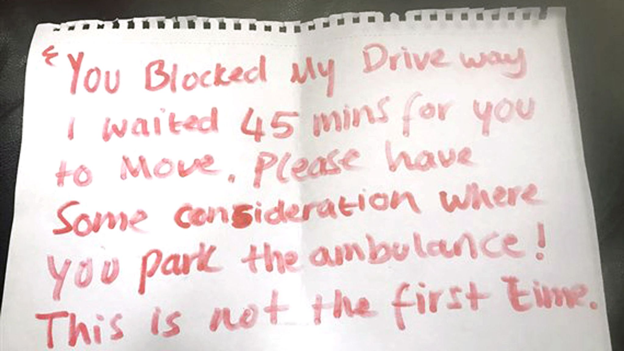 'Rude' note left on ambulance in Leicester as paramedics deal with ...