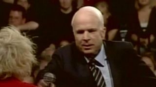 John McCain refutes suggestion Barack Obama is an &#39;arab&#39; at 2008 rally in Minnesota