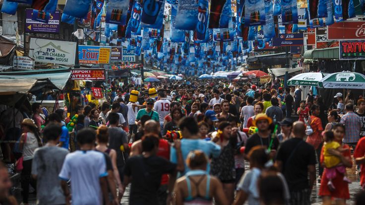 Revellers attend the Songkran Festival celebrations at Khaosan road in Bangkok, April 12, 2014