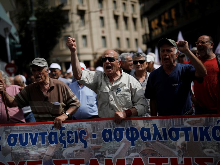 A protest in Athens in May against planned pension reforms