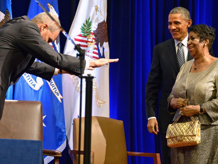 Aretha Franklin with Barack Obama