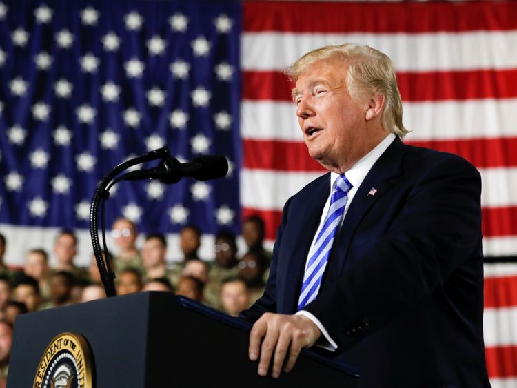 Donald Trump addresses US Army soldiers at a signing ceremony for the National Defence Authorisation Act