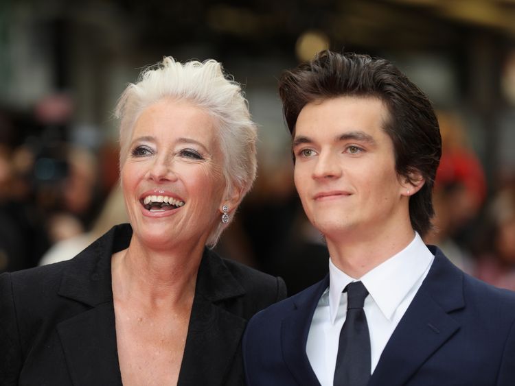 Emma Thompson and Fionn Whitehead at the movie's premiere in London