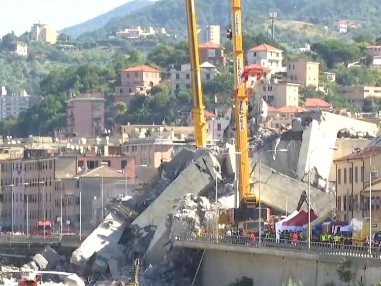 Rescue and recovery continues in Genoa a day after a section of the Morandi bridge collapsed