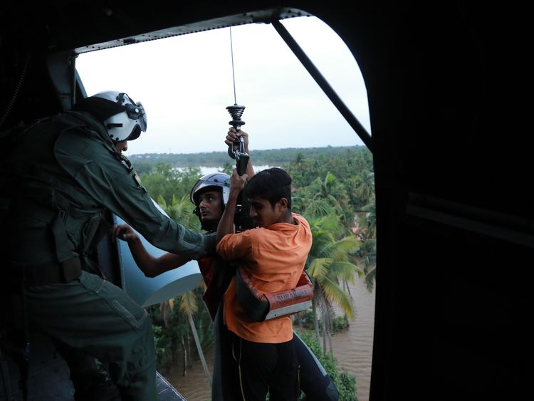 Trapped residents were airlifted to safety