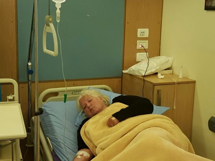 Jackie Elliot was sent to hospital after she fell ill at the hotel