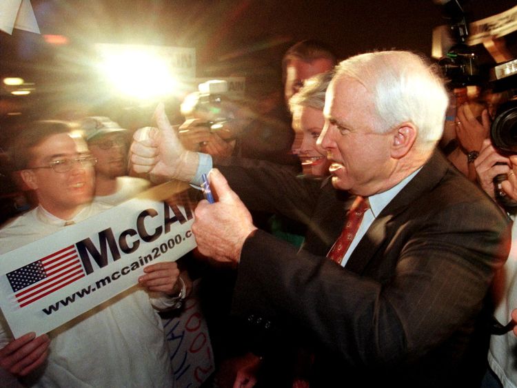 John McCain runs to be Republican nominee for the first time in 2000