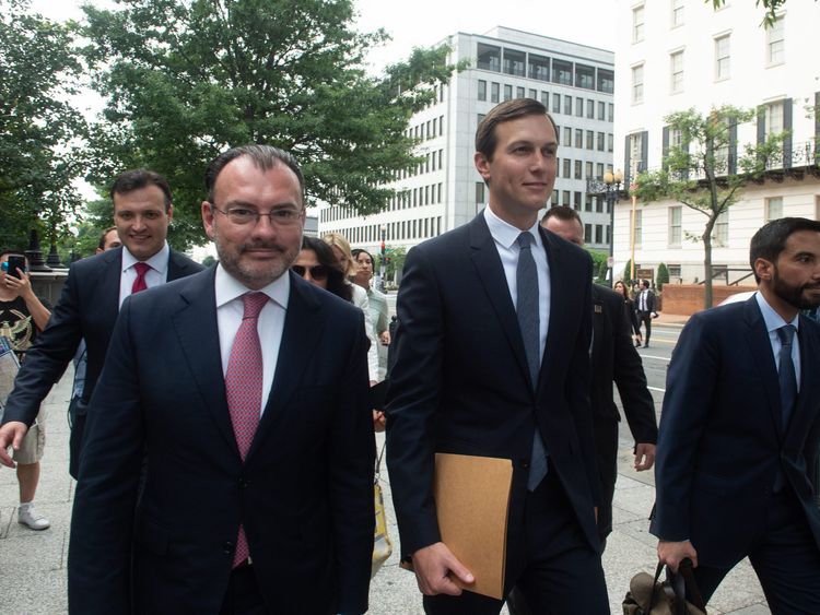 Mexican Foreign Minister Luis Videgaray and Jared Kushner ahead of the announcement
