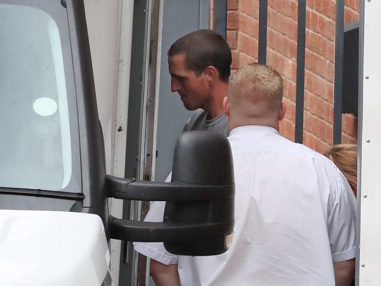 Michael Stirling leaves North Staffordshire Magistrates' Court in Newcastle-under-Lyme, where he appeared charged with the murder of midwife Samantha Eastwood