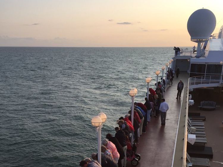 Passengers on the Pacific Princess watch a rescue. Pic: Alexandra Rosen