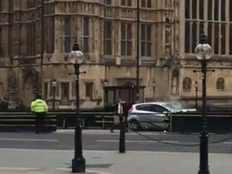 The car that is said to have crashed into parliament. Ewelina U Ochab/Twitter/PA Wire