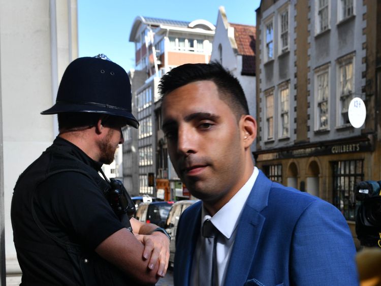 Ryan Ali arrives at Bristol Crown Court accused of affray