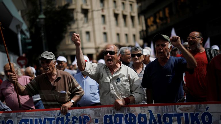 Protests against planned pension reforms have taken place in Athens