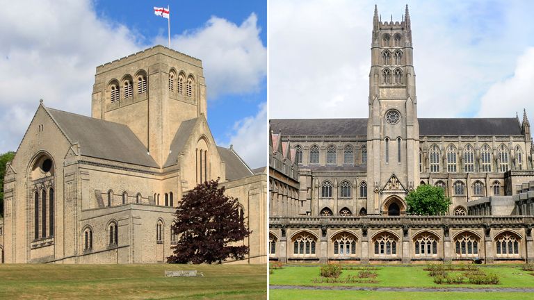 (L) Ampleforth Monastry and College, North Yorkshire, and Downside Abbey and School, Somerset