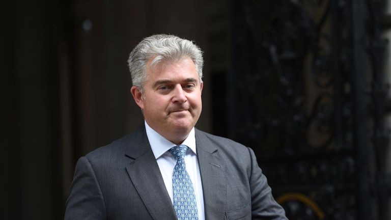 Conservative Party Member of Parliament for Great Yarmouth Brandon Lewis arrives at Downing Street in London.
