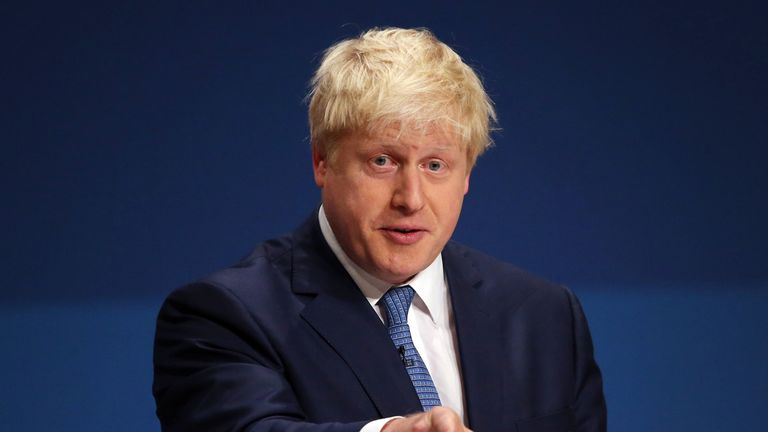 BIRMINGHAM, ENGLAND - SEPTEMBER 30:  Mayor of London Boris Johnson addresses the Conservative party conference on September 30, 2014 in Birmingham, England. The third day of conference will see speeches on home affairs and justice.  (Photo by Peter Macdiarmid/Getty Images)