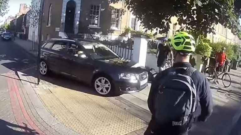 IT consultant Dave Clifton, 50, was nearly struck by the driver of a black Audi A3 in Clapham, south-west London, at around 8am on Wednesday