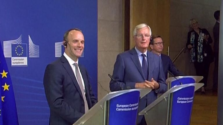 Dominic Raab and Michel Barnier host joint news conference on progress of Brexit talks