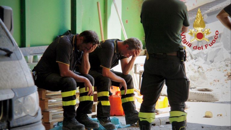 Firefighters have been searching through tons of concrete. Pic: Twitter/Vigili del Fuoco 