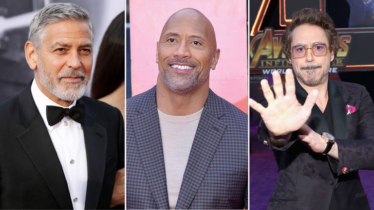 George Clooney, Dwayne Johnson and Robert Downey Jr