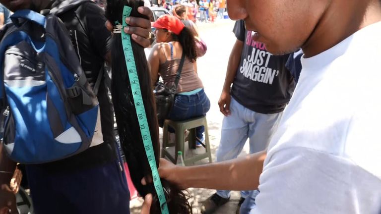 A length of Venezuelan hair can earn a woman 222,000 Colombian pesos ($75)