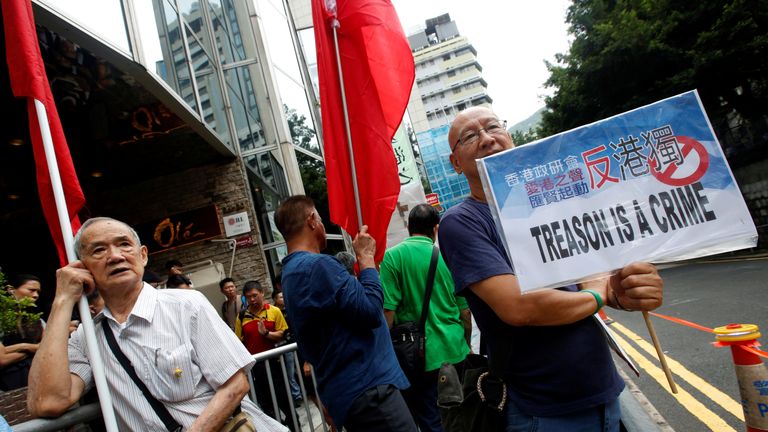 Pro-Beijing protesters in Hong Kong