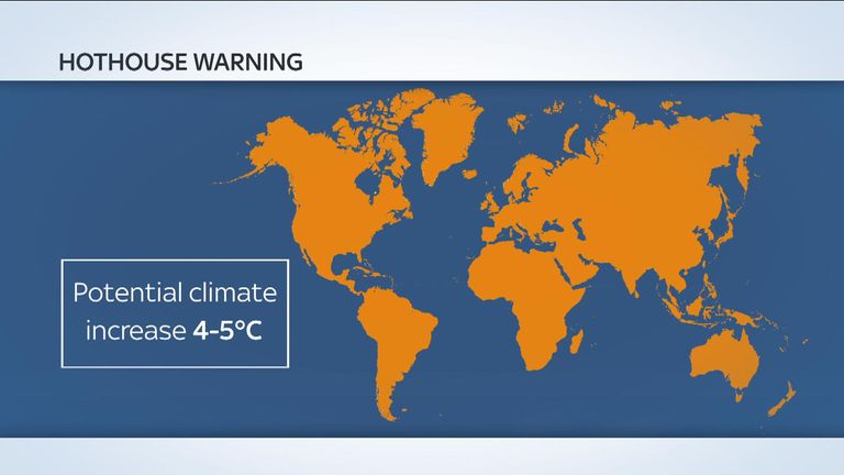 Average global temperature in the post-industrial age could rise by 5C(41F)