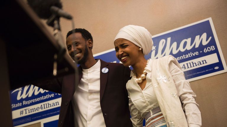 Ilhan Omar and her husband Ahmed Hirisi in 2016