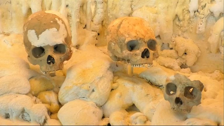 Mexican archaeologists find oldest Mayan remains in cave. Pic: INAH