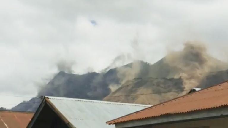 Sunday's first quake in Lombok triggered a landslide