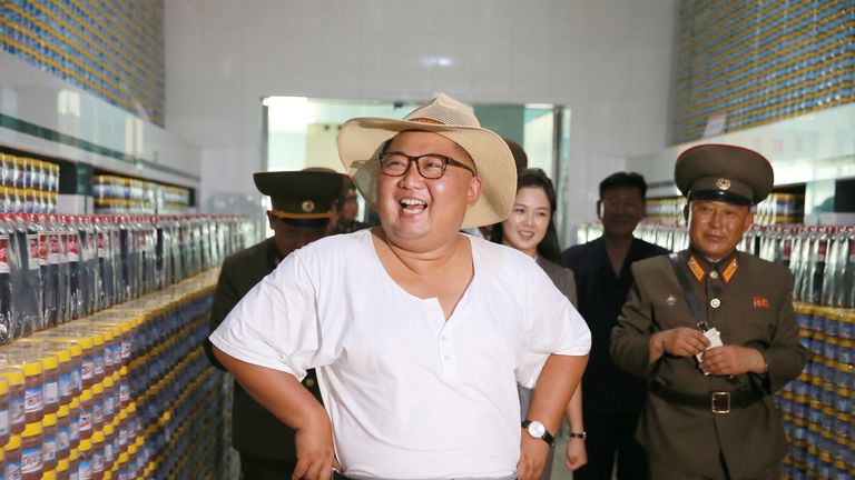 Leader Kim Jong Un visits a factory