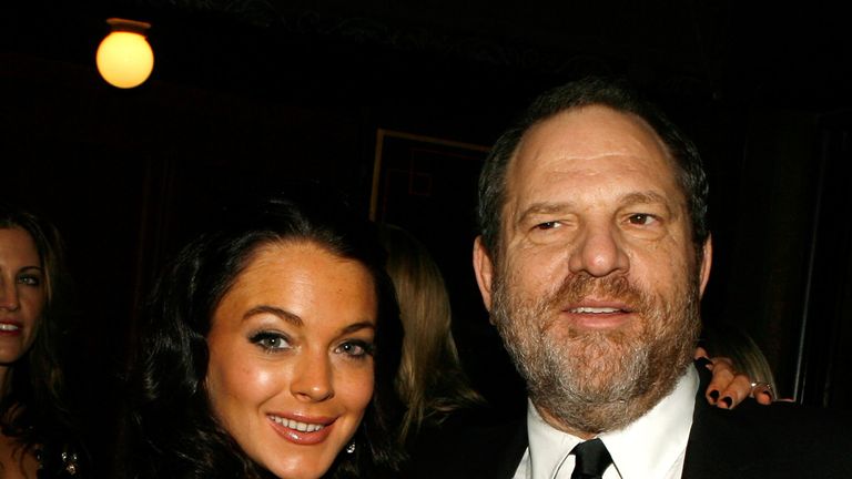 Lindsay Lohan with the disgraced film producer Harvey Weinstein, whose alleged actions sparked the MeToo movement