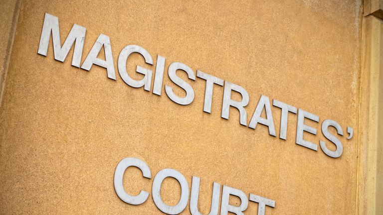 Magistrates court sign - stock image