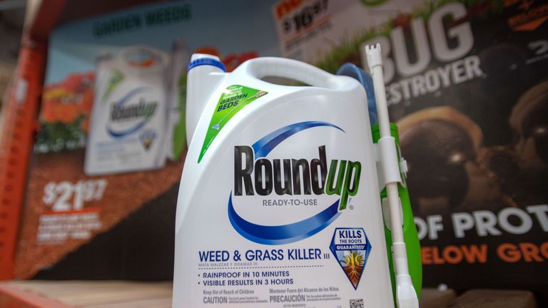 Roundup is made by Monsanto and is widely available from garden centres